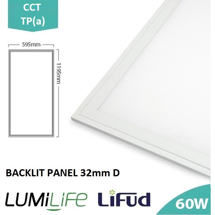LUMiLife Backlit LED Panel, 1200x600, 60W, CCT, UGR<19, TPa, 3yrs