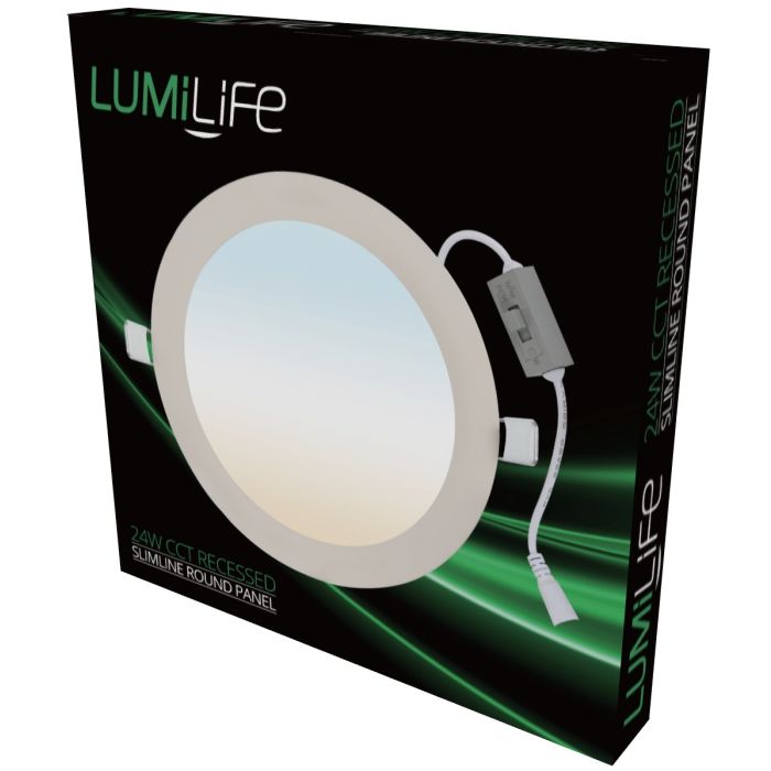 LUMiLife 24W LED Slim Round Panel, 280mm cut-out, CCT-Switchable