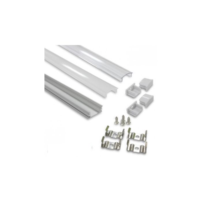 2M Aluminium Strip Profile + PC Cover and Accessories Pack