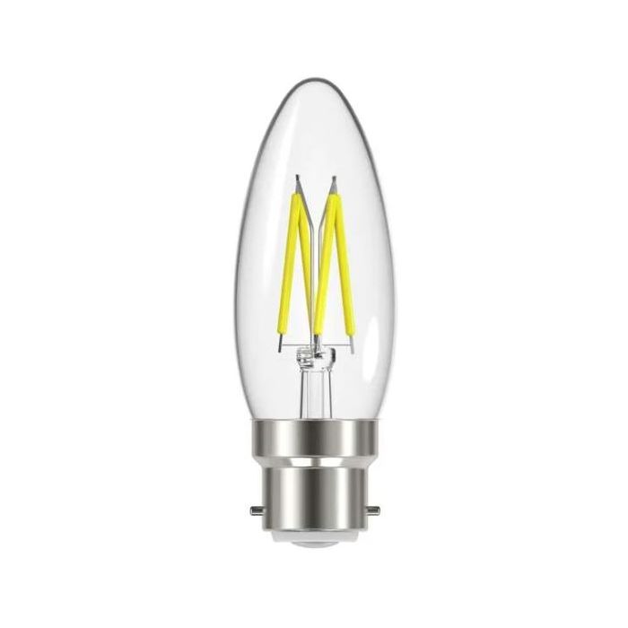Energizer LED Candle, 5W~40W, B22, Clear Filament, 2700K, Dimmable