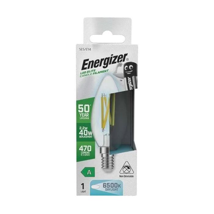 Energizer A-Rated LED Elite Candle, 2.2W=40W, 6500K, E14, No-Dim, S29641
