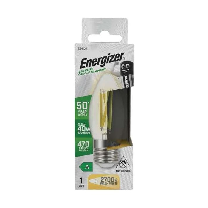 Energizer A-Rated LED Elite Candle, 2.2W=40W, 2700K, E27, No-Dim, S29636