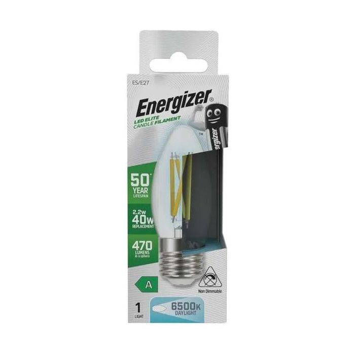 Energizer A-Rated LED Elite Candle, 2.2W=40W, 6500K, E27, No-Dim, S29637