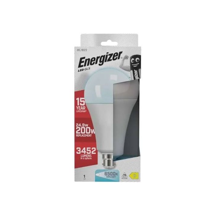 Energizer High-Output LED GLS, 24.9W=200W, 6500K, B22, No Dim, S29836