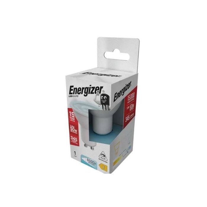 Energizer LED GU10, 3.6W=50W, 345lm, 6500K, 36D, Non-Dimmable