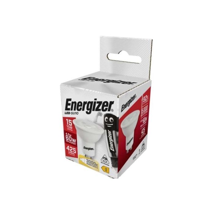 Energizer LED GU10, 4.5W=60W, 425lm, 3000K, 36D, Non-Dimmable