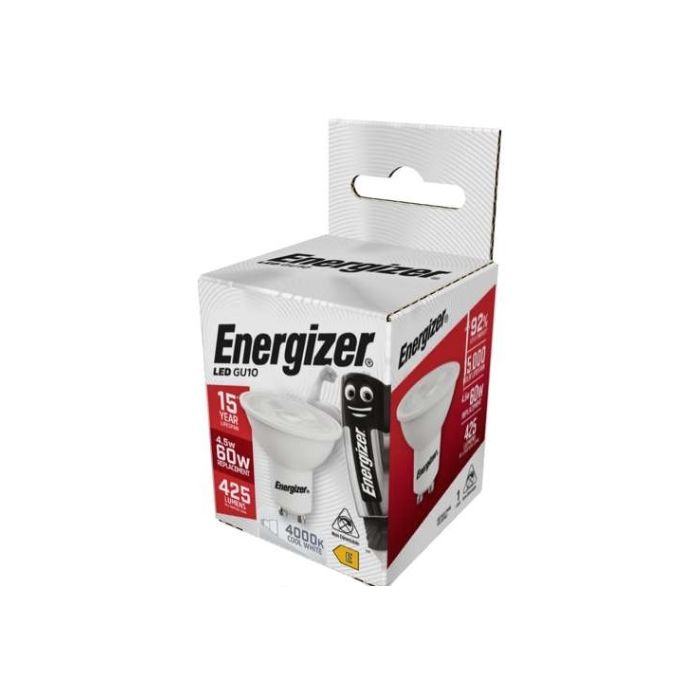 Energizer LED GU10, 4.5W=60W, 425lm, 4000K, 36D, Non-Dimmable