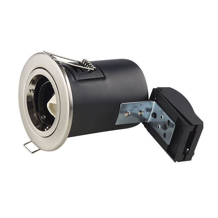 LUMiLife GU10 Fire Rated Fitting, Fixed, IP20, Br. Nickel, 72mm Cut-out