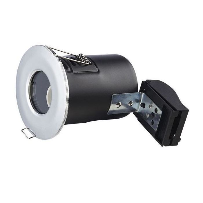 LUMiLife GU10 Fire Rated Fitting, FIXED, IP65, Chrome, 72mm Cutout