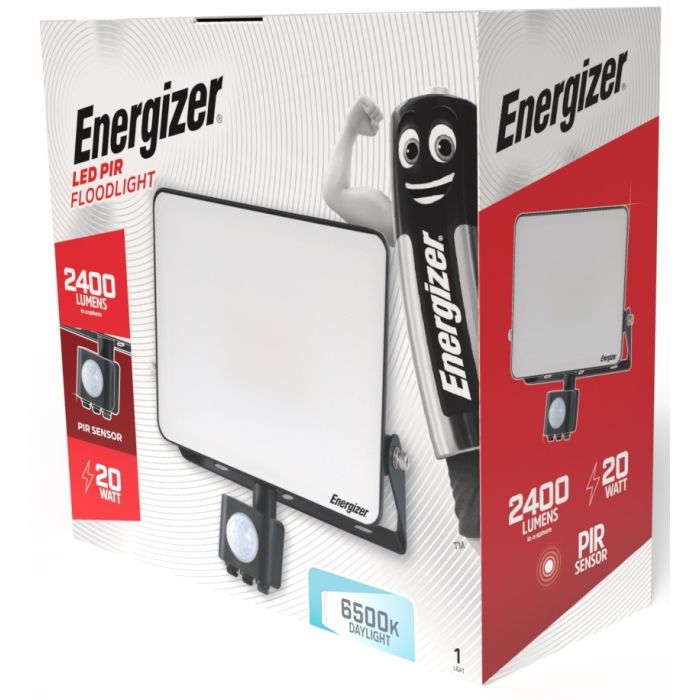 Energizer LED Flood Light, 20W, 6500K, 2400lm, IP44, PIR SENSOR, S10930
