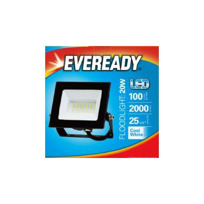 Eveready LED Flood Light, 20W, 4000K, 2000lm, IP65, 3yrs, S13945