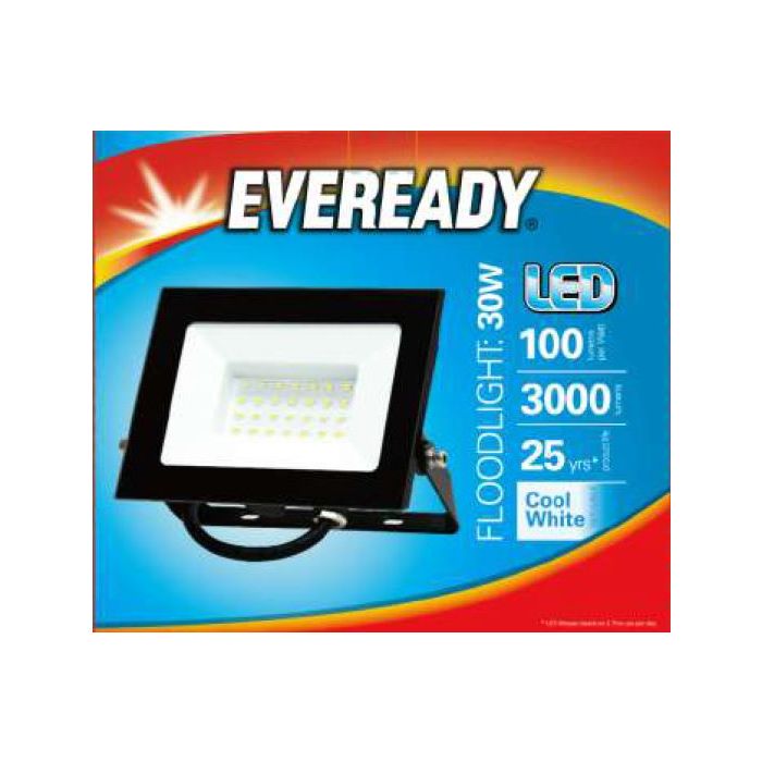 Eveready LED Flood Light, 30W, 4000K, 3000lm, IP65, 3yrs, S13946