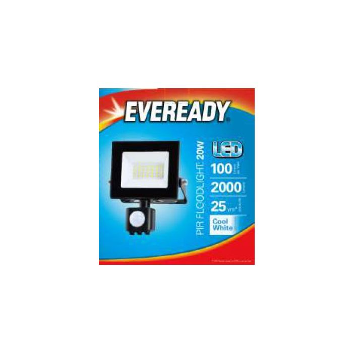 Eveready LED Flood Light, 20W, 4000K, 2000lm, IP44, PIR SENSOR, S13949