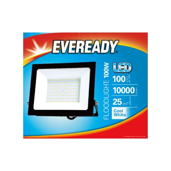 Eveready LED Flood Light, 100W, 4000K, 10000lm, IP65, 3yrs, S16825