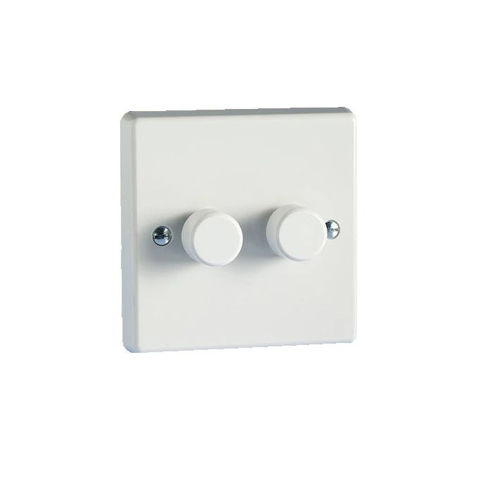 Varilight V-Pro 2 Gang 100W/Gang 2 Way Silent LED Dimmer Switch - White