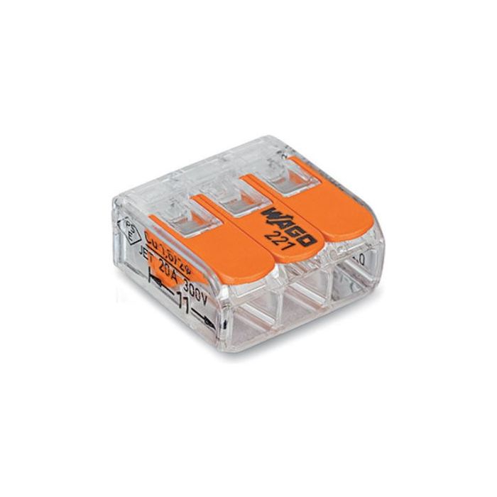 Wago 221-413 Compact 3 Way 4mm Splicing Connector 50 Pack