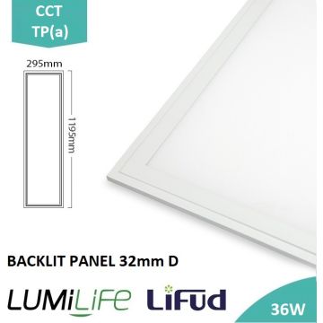 LUMiLife Backlit TPA-Rated Panel, 1200x300, 36W, CCT, UGR<19, 3yrs