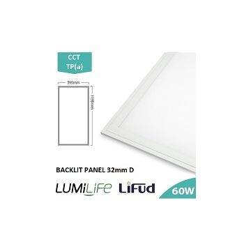 LUMiLife Backlit LED Panel, 1200x600, 60W, CCT, UGR<19, TPa, 3yrs