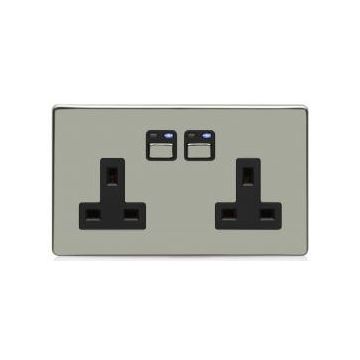 Lightwave - Remote Control 2-Gang 13A Power Socket Stainless Steel