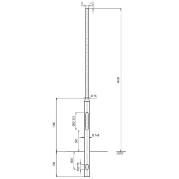 4M Aluminium Stepped Lighting Column, 145mm/76mm Post Top