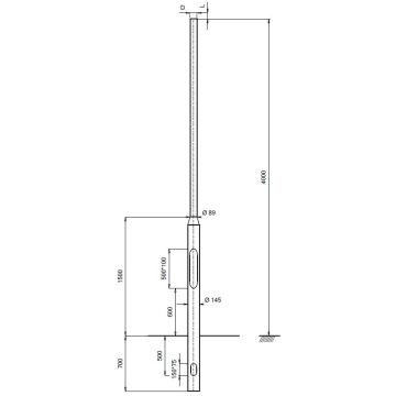 4M Aluminium Stepped Lighting Column, 145mm dia/89mm Post Top