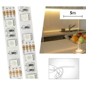 5m LED Strip SMD5050 - 14.4W/m, 1000lm/m, 12V, IP44 Splashproof