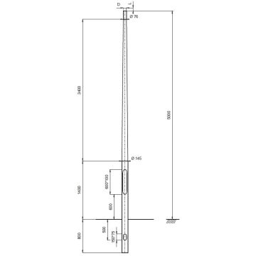 5M Aluminium Conical Lighting Column, 145mm dia/76mm Post Top
