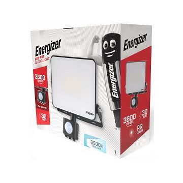 Energizer LED Flood Light, 30W, 6500K, 3600lm, IP44, PIR SENSOR, S10932